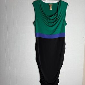 Miss Tina Green and Black Sheath Midi Dress